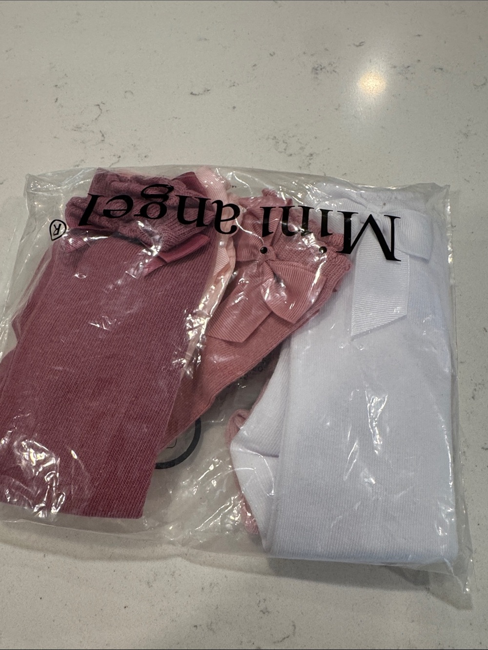 Girls' 2-Pack Ribbed Socks with Bow - Pink & White Knee High Socks